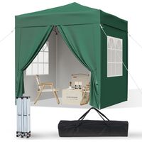 Aoxun Pop Up Pavillon 2x2m étanche avec 4 Panneaux Latéraux, Structure Métallique, Hauteur Réglable, sac de Transport inclus pour Camping et Fêtes