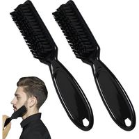 2PCS Brosse de Barbier Brosse pour Barbe Homme Brosse à Cheveux Brosse de Nettoyage de Salon de Coiffure Brosse à Barbe en Nylon Outil de Nettoyage Ménage Coiffeur Noir
