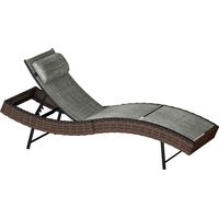 Polyrattan Sonnenliege S-Form Gartenliege mit Kissen 5-stufig verstellbare Rückenlehne 60x198x44cm Braun