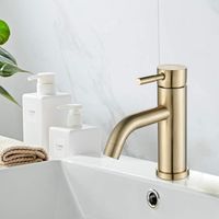 Suguword – Robinet de salle de bain or – Mitigeur monocommande – Corps en laiton – Installation facile – Économie d'eau 30%