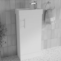 Gloss White 400mm Bathroom Cloakroom Vanity Unit Basin Sink Compact Cabinet