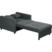 Poltrona Letto Grigio Effetto Velluto con 2 Cuscini e Contenitore 100x98x88 cm
