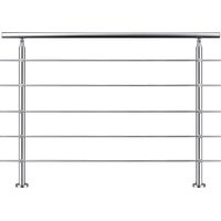 Garde-corps 180cm argenté, 1 main courante, 5 traverses, inox 201, intérieur et extérieur, design moderne - kit complet