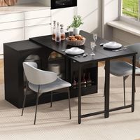 Moderner Bartisch, Ausziehbar 360° Drehbare Bartisch Mit Stauraum, Reversibel Tisch Sideboard Bar Mit Glasschranktür, Bar Tisch Für Küche Kaffeebar Möbel, Schwarz