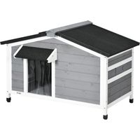 Caseta de Madera para Perros con Techo Asfáltico y Base Extraíble Gris 97x72x65 cm
