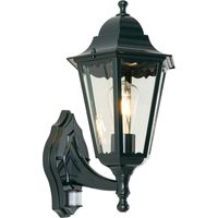 QAZQA Clásico/Antiguo Aplique de exterior verde oscuro con sensor de movimiento IP44 - New Orleans up Aluminio /Vidrio Redonda Adecuado para LED Max. 1 x 60 Watt