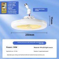 Lampe ventilateur de plafond Amazon Aisle Screw Fan Lamp Silent Corridor Three Color Hall Super Bright Bedroom Ceiling Lamp LED (30W-télécommande aromathérapie-tête universelle divisée-jaune)