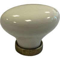 POMOLO PER MOBILI 'OVALE' base oro luc. / fondo bianco / decoro N.44