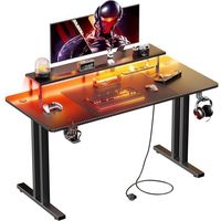 ECOFURNIX - Bureau Gaming Ergonomique Noir - Acier allié - Fibre de carbone - 160x60 cm