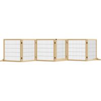 Barrera de Seguridad para Perros Plegable para Escaleras y Puertas con Soporte de Pie 432x36x70 cm Natural