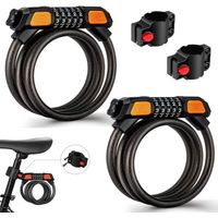 Lot de 2 cadenas à vélo. cadenas à vélo léger avec code. haute sécurité. étanche et à combinaison réinitialisable. idéal pour les cadeaux. les vélos de montagne et les motos. Noir 120