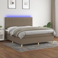 Boxspringbett mit Matratze & LED Taupe 180x200 cm Stoff vidaXL
