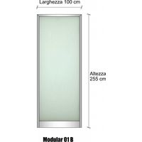 Modulo Continuativo Parete Divisoria in Alluminio e Vetro Satinato - H2550xL1000 mm - Colore Grigio Mix ITALFROM
