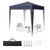 Aoxun Toit de jardin pliable 2 x 2 m, structure métallique imperméable, hauteur réglable, avec sac de transport, bleu. Idéal pour le camping et les fêtes.
