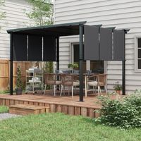 Outsunny Pavillon 3,5x3m Pergola avec mur latéral, terrasse, gris foncé, résistant aux intempéries pour jardin et terrasse