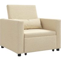 Canapé-lit,Canapé convertible,Sofa-lit Simple Convertible 3-en-1 Crème Tissu