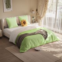 Copripiumino 155x220 cm - set letto quattro pezzi (1x copripiumino + 1x lenzuolo con angoli + 2x federe) - design abbinato ai colori - adatto per letto 160x200 cm - Verde