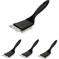 Brosse pour Grill,4 Pièces Brosse de Nettoyage pour Grille de Barbecue Brosse à Barbecue avec Spatule en Acier Inoxydable pour Gril de Nettoyage Grilles et Surfaces Nettoyage Optimal du Gril Noir