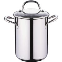 BERGNER Gourmet Pentola da Cucina per Pasta Coperchio di Vetro, Scolapasta e Capacità di 4,2L Acciaio Inox Molto Resistente, Pulizia Facile e Per Tutti i Piani Cottura