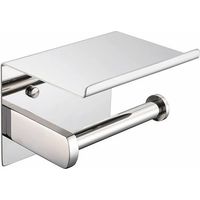 Portarrollos de papel higiénico de pared de acero inoxidable con estante para baño y cocina, cromado
