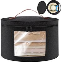 Grande Boite Chapeau Ronde avec Couvercle, Boite A Chapeau De Voyage Ronde 43 x 26cm Boite À Chapeaux, Pliables Tissu Organisateur De Chapeau pour Ranger les Chapeaux et les Jouets