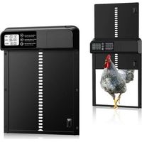 Porte Automatique Poulailler, Porte Poulailler Automatique Solaire, Trappe Poulailler avec Minuterie du Soir et du Matin, Aluminium, Écran LCD Programmable Étanche, Fonction Anti-pincement