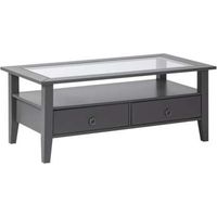 TAVOLINO PROVENCE 7 115x60x45H PINO MASSELLO VERNICIATO AD ACQUA GRIGIO E TOP IN VETRO TEMPERATO