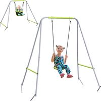 Outsunny – Balançoire portique pour enfant 2 en 1 – Ceinture de sécurité 5 points – Métal robuste – Intérieur/extérieur – Dimensions 180x160x182 cm