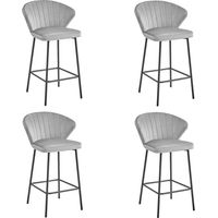 Valora sgabello GATTA velluto grigio argentato gambe nere x4