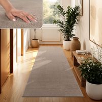 Paco Home Moderner Wohnzimmer Teppich Kurzflor Waschbar Weich Einfarbig Felloptik Anti-Rutsch 60x100 cm, Taupe