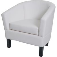 Fauteuil lounge HHG-864, fauteuil club fauteuil cocktail, certifié MVG similicuir, blanc