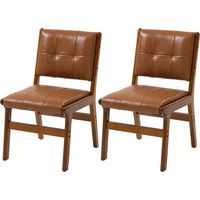 Sillas comedor tapizadas PU Asiato acolchado patas madera marrón Pack 2
