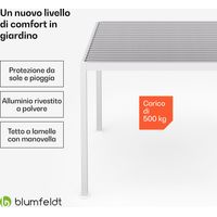 Blumfeldt LuminaHaven - Gazebo da 3x3 m, tetto a lamelle in acciaio zincato, protegge dal sole, dalla pioggia e dal vento
