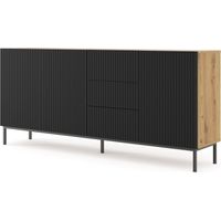 MOBILE RAVENNA B MOBILE EN MDF REVÊTU DE BOIS 3D3S 200 CHÊNE ARTISANAL NOIR MAT CADRE NOIR
