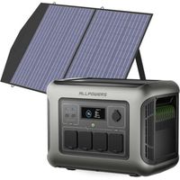 ALLPOWERS R1500 LITE Tragbare Powerstation mit 100W Solarpanel, 1056Wh LFP Batterie Backup mit 4 X 1600W AC Ausgäng, Schnellladung von 0-80% in 40 Mins Solar Generator, Notstromaggregat für Camping