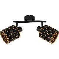 Plafoniera nera metallo 2 luci interno oro Thiago Reality