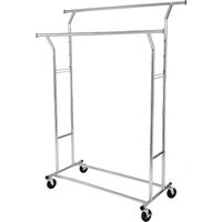 Songmics – Portant à vêtements métallique extensible avec roulettes – Hauteur réglable 148-172 cm – Charge max 110 kg – HSR12S