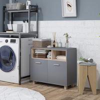 Freestanding Bathroom Cabinet, Bathroom Storage Unit, Bathroom Storage Cabinet with Open Compartments and Double Doors