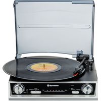 Roadstar TTR-8634 Tocadiscos de Vinilo 33/45/78 rpm, Radio FM, Altavoces, Salida RCA, Conexión para Auriculares Negro