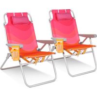 Homecall Klappstuhl Strandstuhl Leicht Klappbar Camping, 5-fach verstellbare Rückenlehne, (Bis 136KG, Aluminiumrahmen, große Kühltasche und Aufbewahrungstasche, 2 St), Seitentaschen, Kopfstütze, Schul