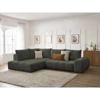BOBOCHIC - Canapé d'angle L convertible coffre EVEREST tissu chiné Angle gauche Vert