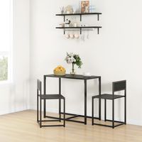 Ensemble table et chaises , table à manger 3 pièces avec 2 chaises encastrables, pour cuisine salon maison, noir