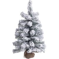 Weihnachtsbaum "Pinetto Timmy verschneite" aus PVC + weißem Flock mit Jutefuß -90 cm
