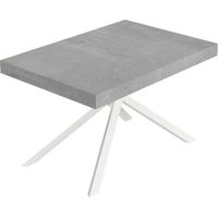 Table extensible Niket 120/380x90 cm pieds béton blanc