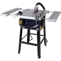 Ferm – Scie à table 1800W 250mm TSM1033 – Table en aluminium avec 2 rallonges – Capacité de coupe 74mm à 90° – Raccord d’aspiration inclus