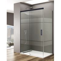 Cabina doccia angolare ALLSTONE BASIC 1+1 Con lato fisso da 8 mm, senza profilo inferiore da 6 mm in alluminio. profilo Nero 110x80 cm vetroSerigrafato
