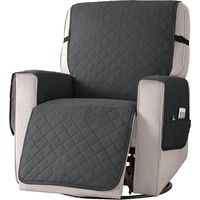 Protège fauteuil avec poches, protège fauteuil pour fauteuil TV 1 place poches housse fauteuil lavable protection fauteuil gris,S