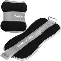 Movit® Gewichtsmanschetten - 2 kg, Verstellbar, für Arme und Beine, mit Klettverschluss, aus Neopren, Schwarz - Knöchelgewichte, Handgelenkgewichte, Handgelenk Gewichte, Ankle Weights, Joggen