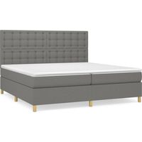 Lit double Lit adulte Sommier à lattes de lit avec matelas Gris foncé 200x200cm Tissu