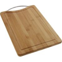 Pradel Excellence - Tagliere rettangolare - Dimensioni 20 x 30 cm - In bambù - Rigola per succhi - Maniglia per il trasporto in acciaio inossidabile